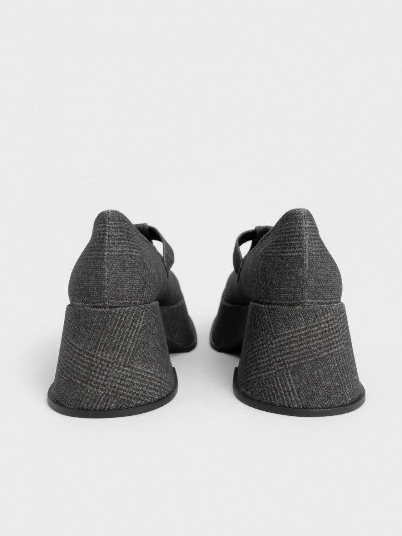 παπουτσια mary jane Charles And Keith flatforms T-Bar γκρι | 49537-FYKT