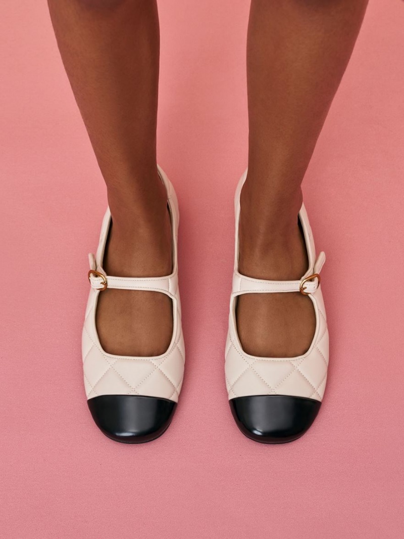 παπουτσια mary jane Charles And Keith toe-Cap Καπιτονέ ασπρα | 73869-VSLD
