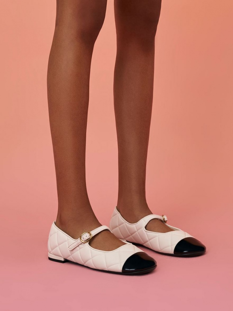 παπουτσια mary jane Charles And Keith toe-Cap Καπιτονέ ασπρα | 73869-VSLD