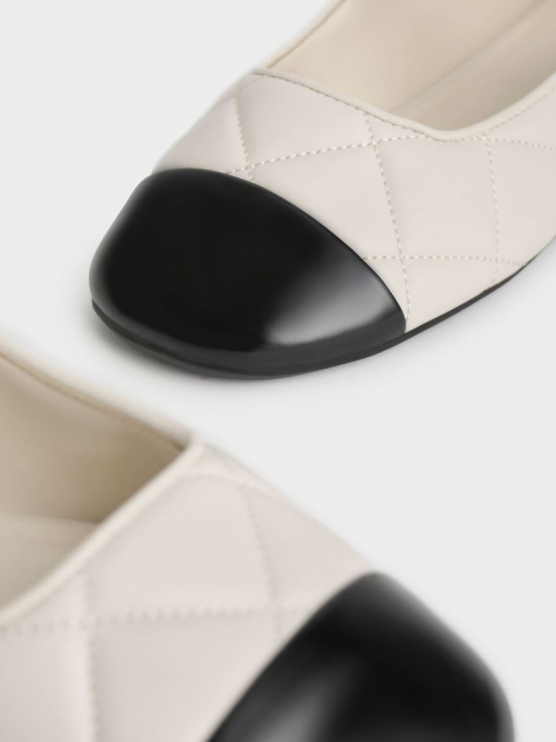 παπουτσια mary jane Charles And Keith toe-Cap Καπιτονέ ασπρα | 73869-VSLD