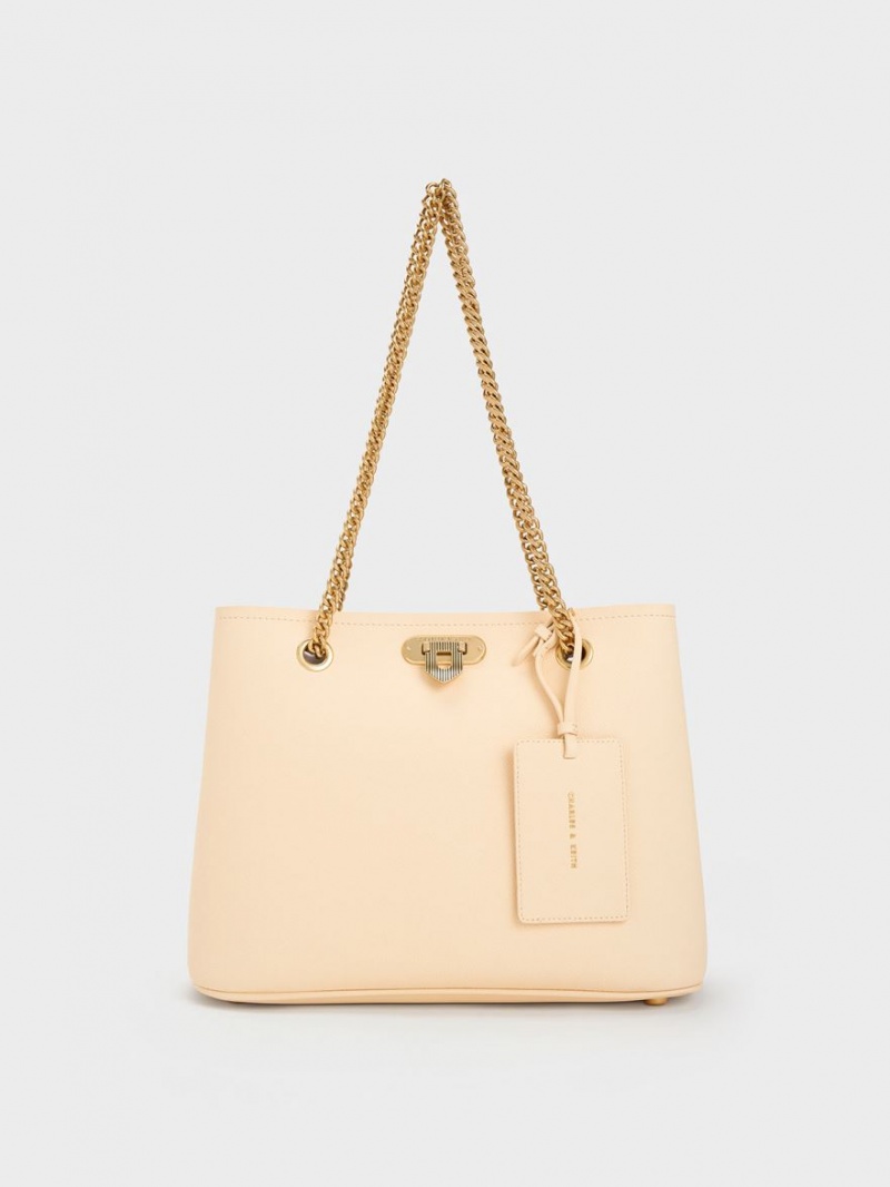τσάντεσ tote Charles And Keith Alcott Μπεζ | 92801-GSRN