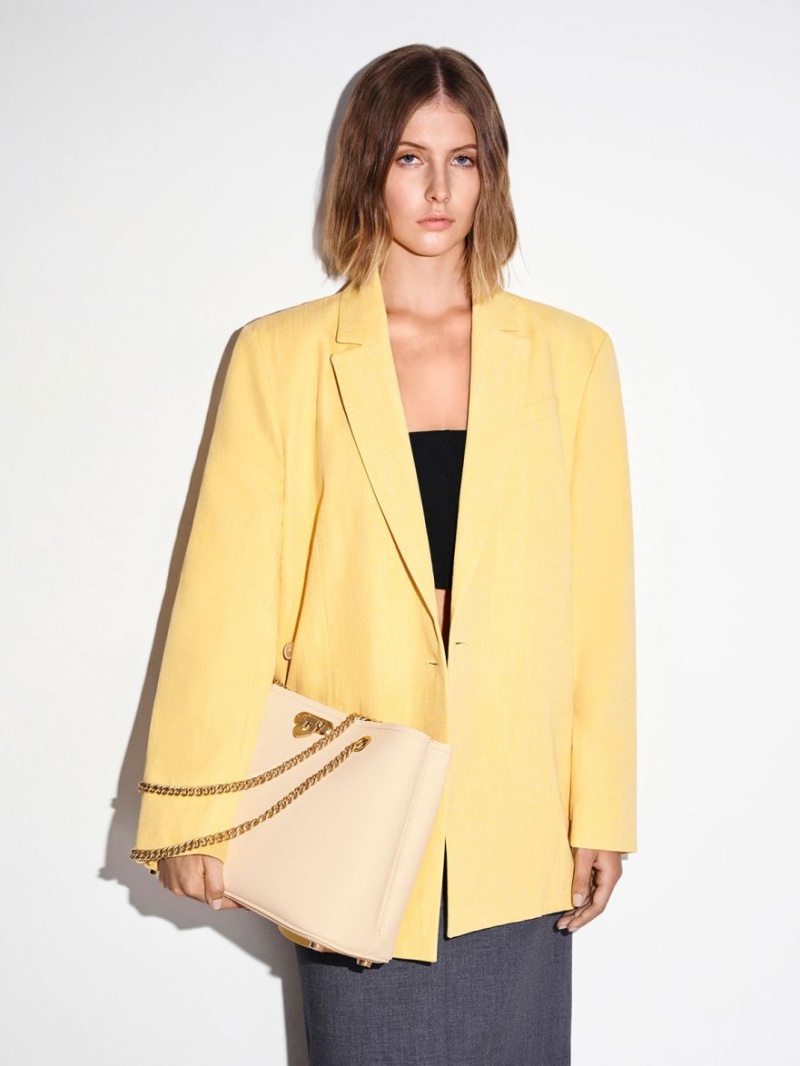τσάντεσ tote Charles And Keith Alcott Μπεζ | 92801-GSRN