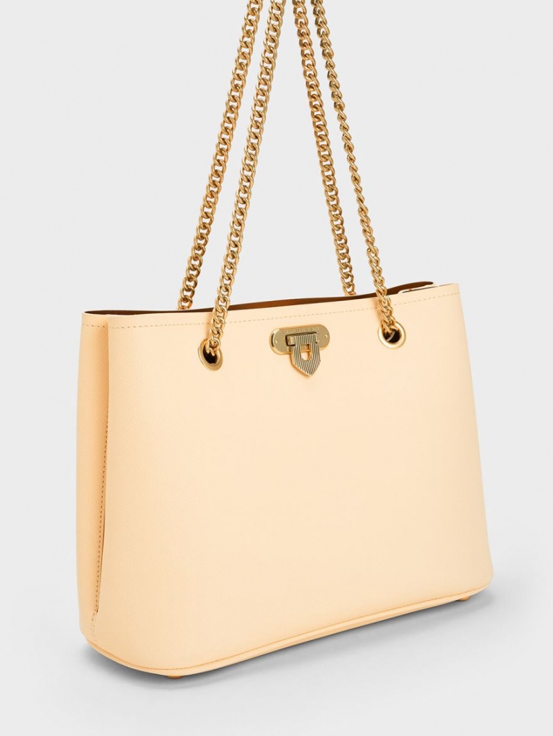 τσάντεσ tote Charles And Keith Alcott Μπεζ | 92801-GSRN