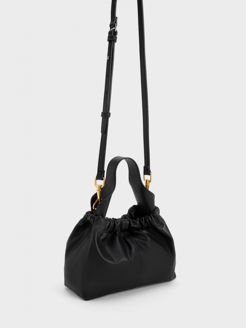 τσάντεσ tote Charles And Keith Ally Ruched Slouchy μαυρα | 38247-HKTY