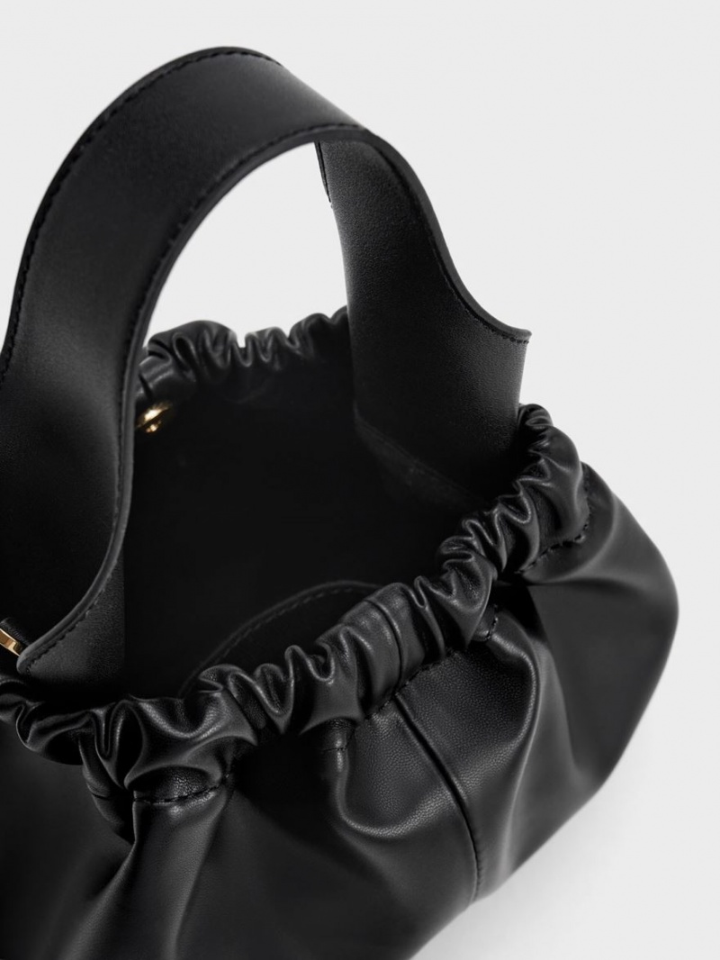 τσάντεσ tote Charles And Keith Ally Ruched Slouchy μαυρα | 38247-HKTY