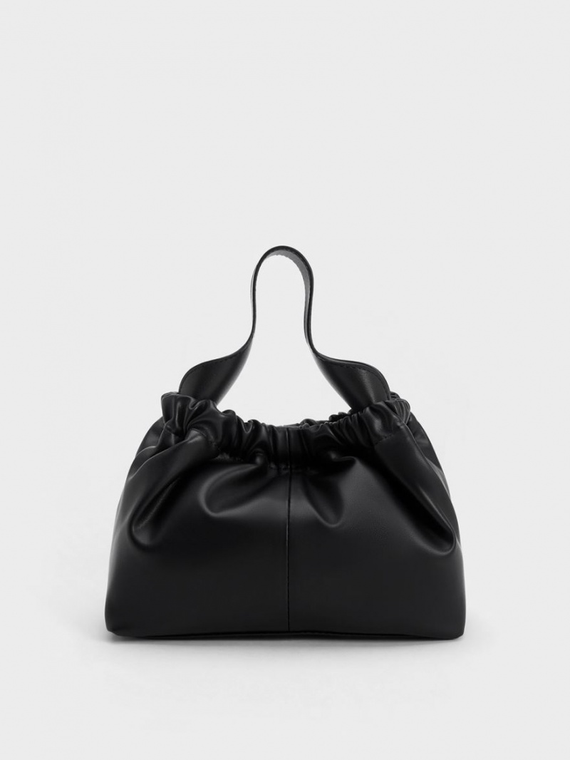 τσάντεσ tote Charles And Keith Ally Ruched Slouchy μαυρα | 38247-HKTY