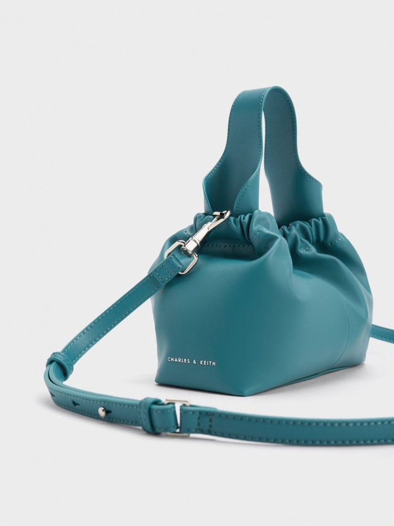 τσάντεσ tote Charles And Keith Ally Ruched Slouchy τυρκουάζ | 68243-FYJN