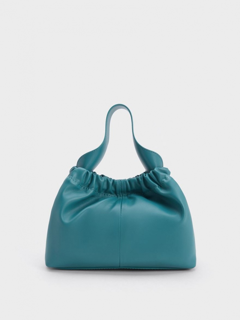 τσάντεσ tote Charles And Keith Ally Ruched Slouchy τυρκουάζ | 68243-FYJN