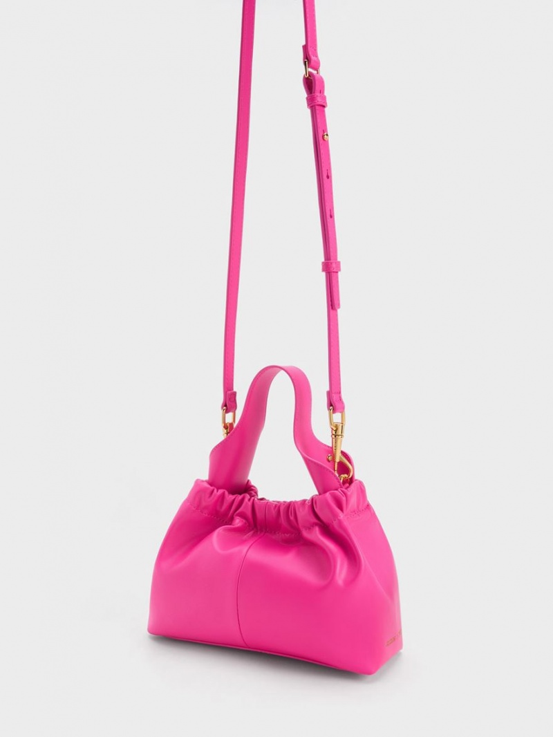 τσάντεσ tote Charles And Keith Ally Ruched Slouchy φουξια | 29065-FNBH