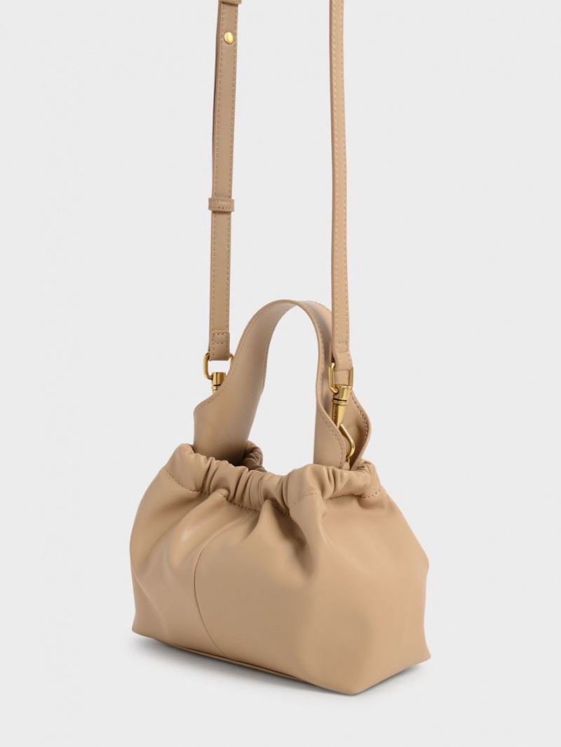 τσάντεσ tote Charles And Keith Ally Ruched Slouchy Μπεζ | 25938-QXFU