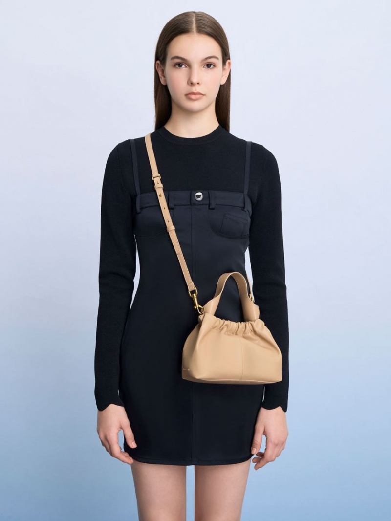 τσάντεσ tote Charles And Keith Ally Ruched Slouchy Μπεζ | 25938-QXFU