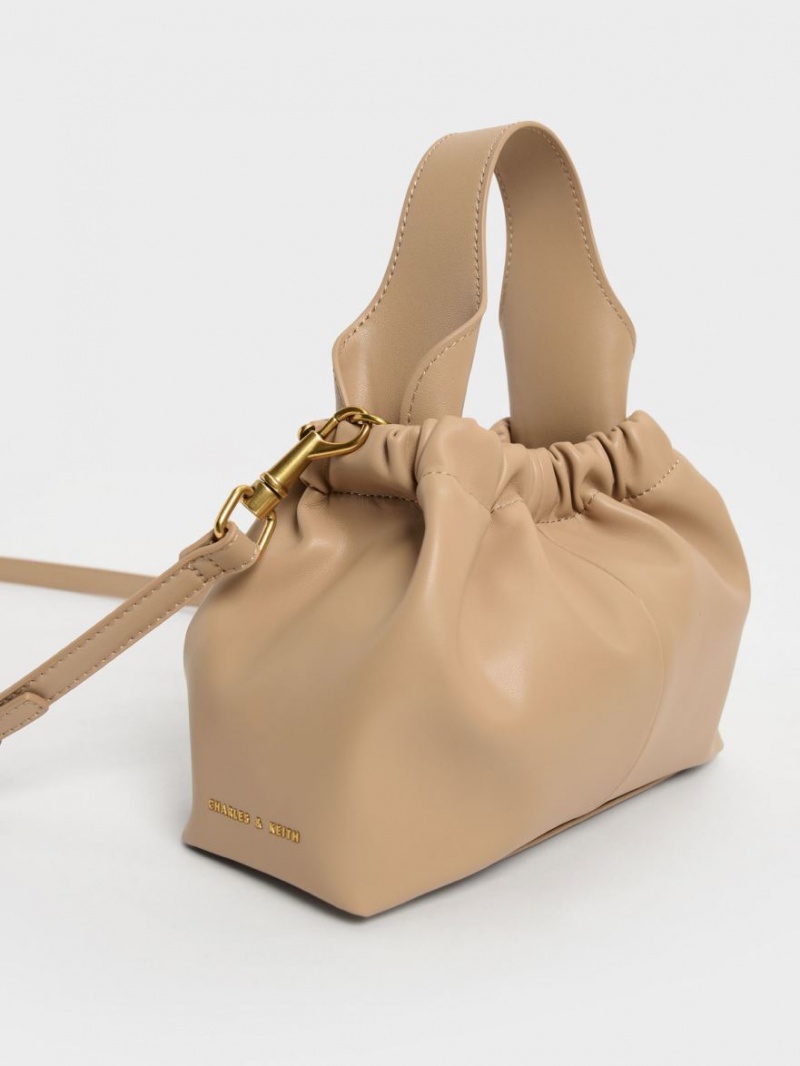 τσάντεσ tote Charles And Keith Ally Ruched Slouchy Μπεζ | 25938-QXFU
