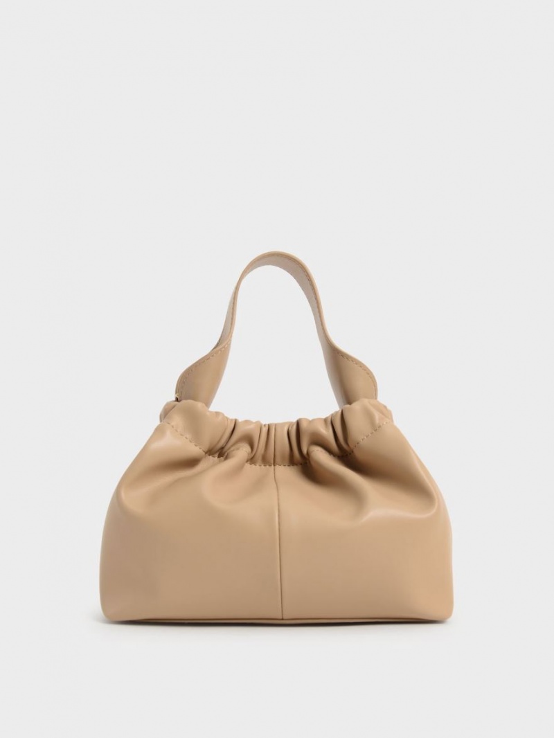 τσάντεσ tote Charles And Keith Ally Ruched Slouchy Μπεζ | 25938-QXFU