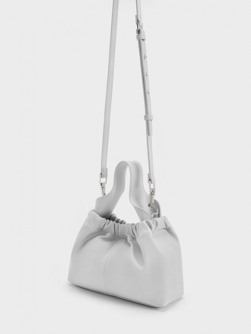 τσάντεσ tote Charles And Keith Ally Ruched Slouchy ανοιχτο γκρι | 40172-OTKA