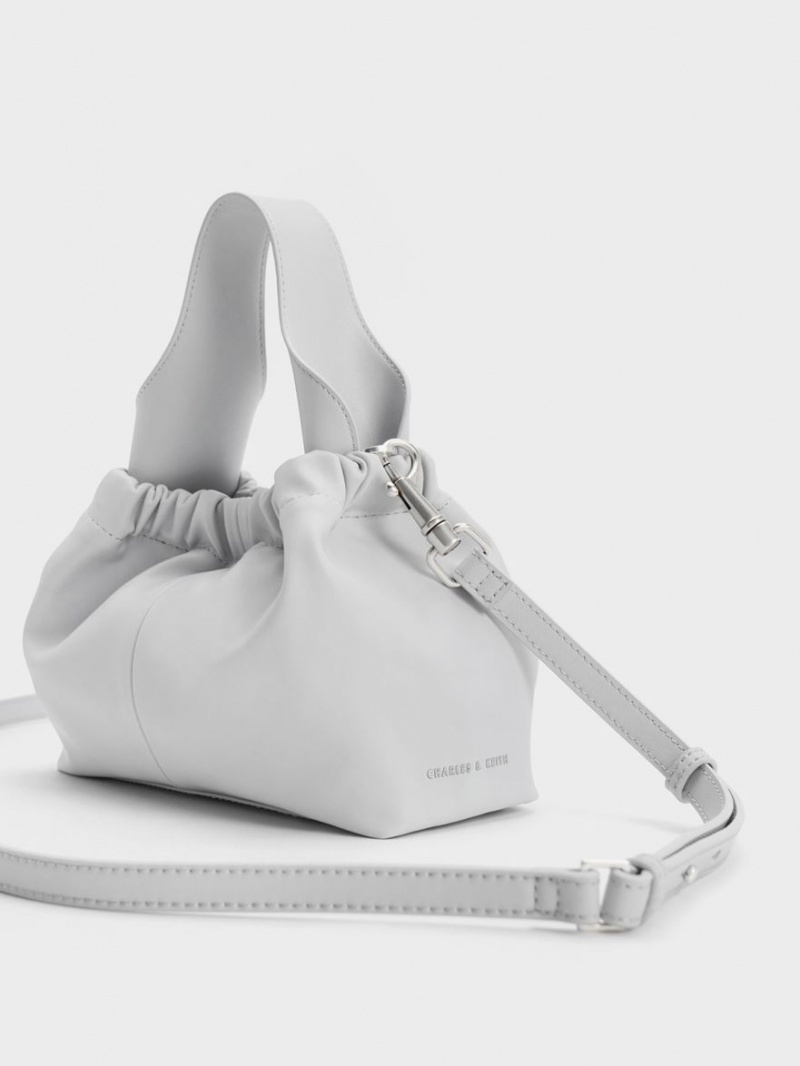 τσάντεσ tote Charles And Keith Ally Ruched Slouchy ανοιχτο γκρι | 40172-OTKA