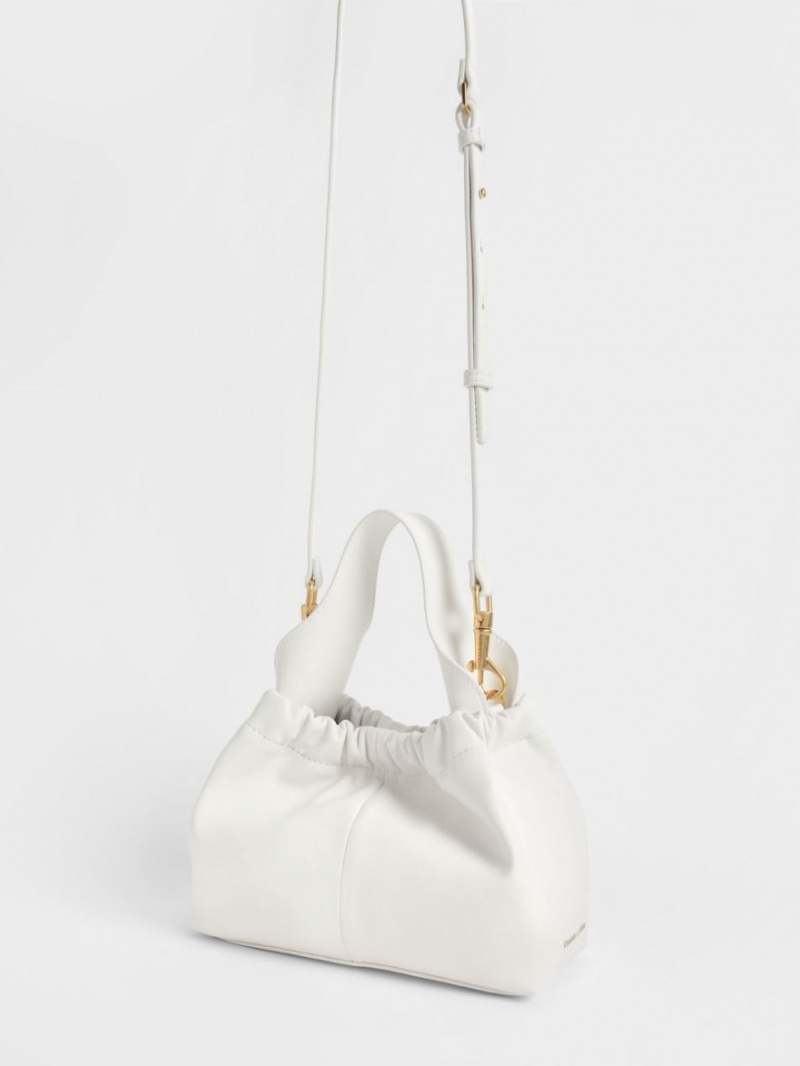 τσάντεσ tote Charles And Keith Ally Ruched Slouchy ασπρα | 70893-TYRU
