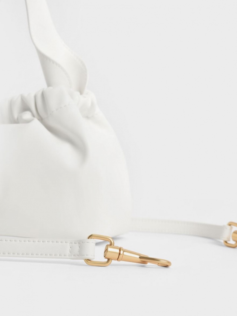 τσάντεσ tote Charles And Keith Ally Ruched Slouchy ασπρα | 70893-TYRU