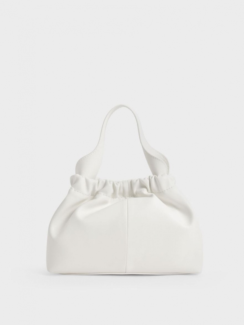 τσάντεσ tote Charles And Keith Ally Ruched Slouchy ασπρα | 70893-TYRU
