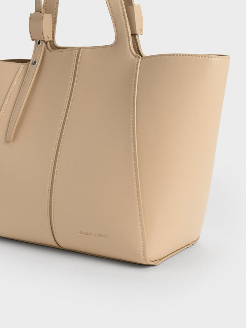 τσάντεσ tote Charles And Keith Altea Μπεζ | 91370-RCLV