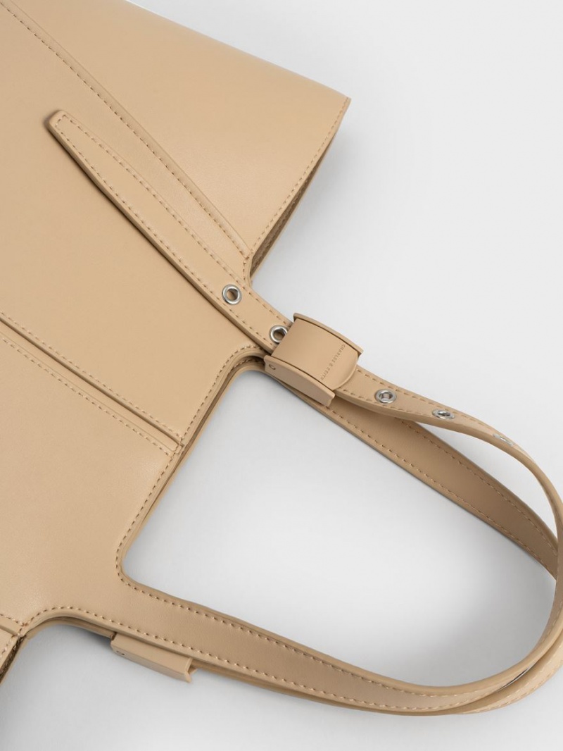 τσάντεσ tote Charles And Keith Altea Μπεζ | 91370-RCLV