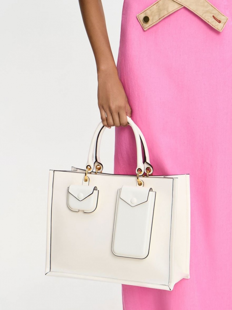 τσάντεσ tote Charles And Keith Amber Multi-Pouch ασπρα | 10273-AFUQ