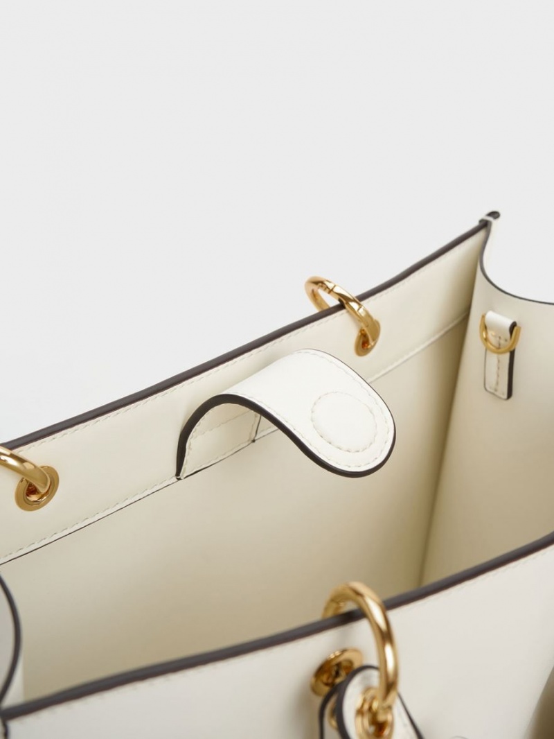 τσάντεσ tote Charles And Keith Amber Multi-Pouch ασπρα | 10273-AFUQ