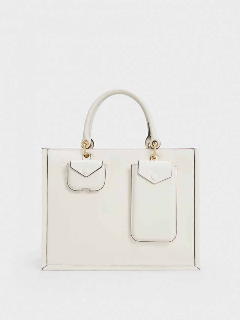 τσάντεσ tote Charles And Keith Amber Multi-Pouch ασπρα | 10273-AFUQ