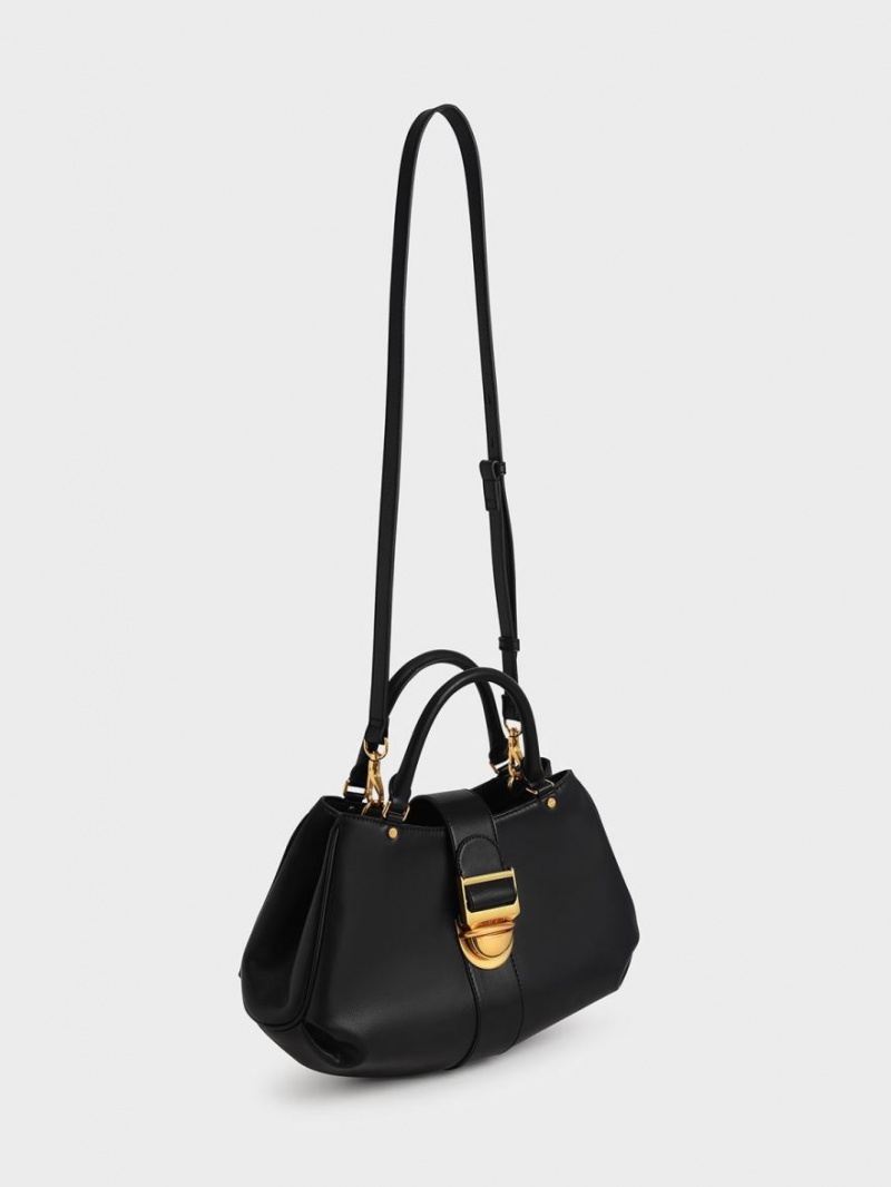 τσάντεσ tote Charles And Keith Amelia Buckled μαυρα | 75612-LZXK