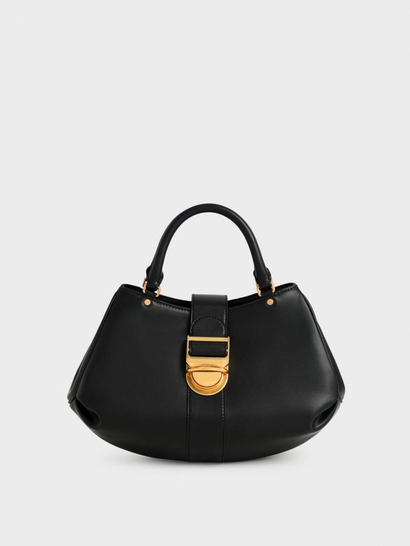 τσάντεσ tote Charles And Keith Amelia Buckled μαυρα | 75612-LZXK
