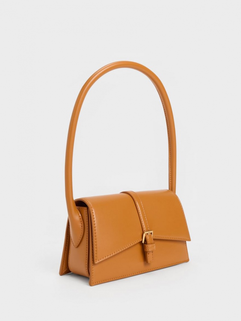 τσάντεσ tote Charles And Keith Annelise Belted Trapeze πορτοκαλι | 74135-NOPC