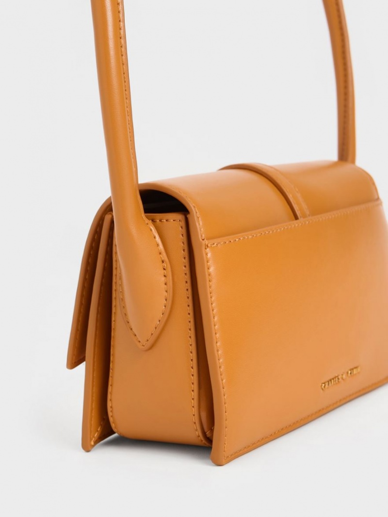 τσάντεσ tote Charles And Keith Annelise Belted Trapeze πορτοκαλι | 74135-NOPC