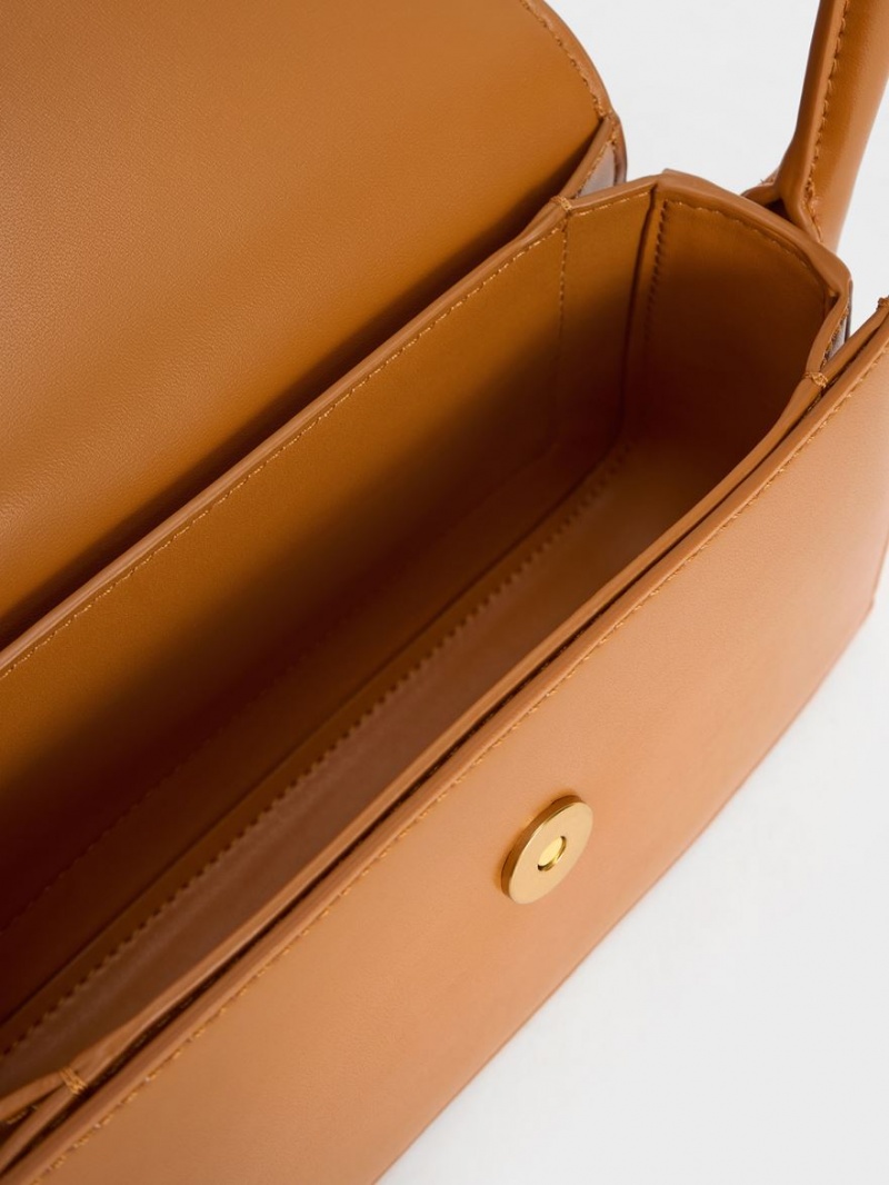 τσάντεσ tote Charles And Keith Annelise Belted Trapeze πορτοκαλι | 74135-NOPC