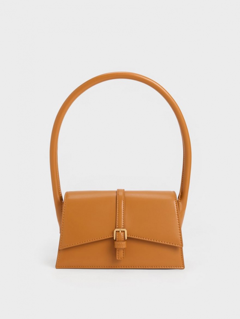 τσάντεσ tote Charles And Keith Annelise Belted Trapeze πορτοκαλι | 74135-NOPC