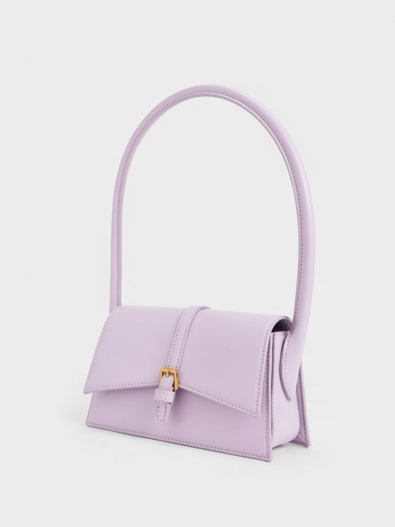τσάντεσ tote Charles And Keith Annelise Belted Trapeze μωβ | 71962-BVFW