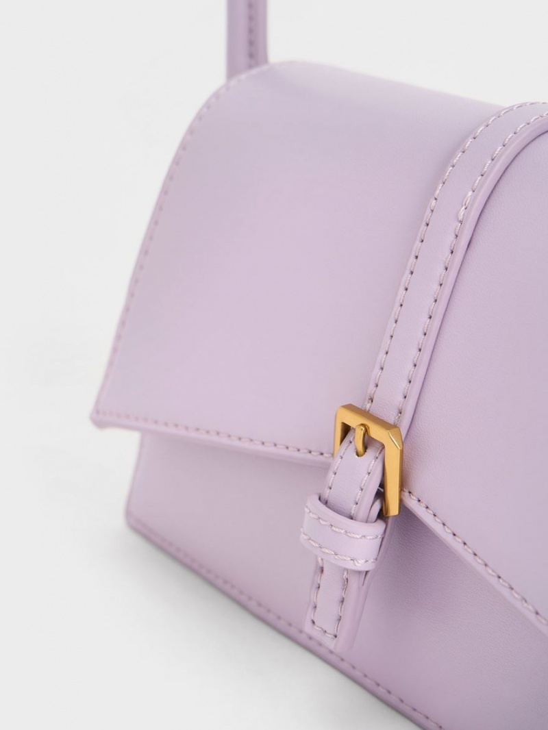 τσάντεσ tote Charles And Keith Annelise Belted Trapeze μωβ | 71962-BVFW