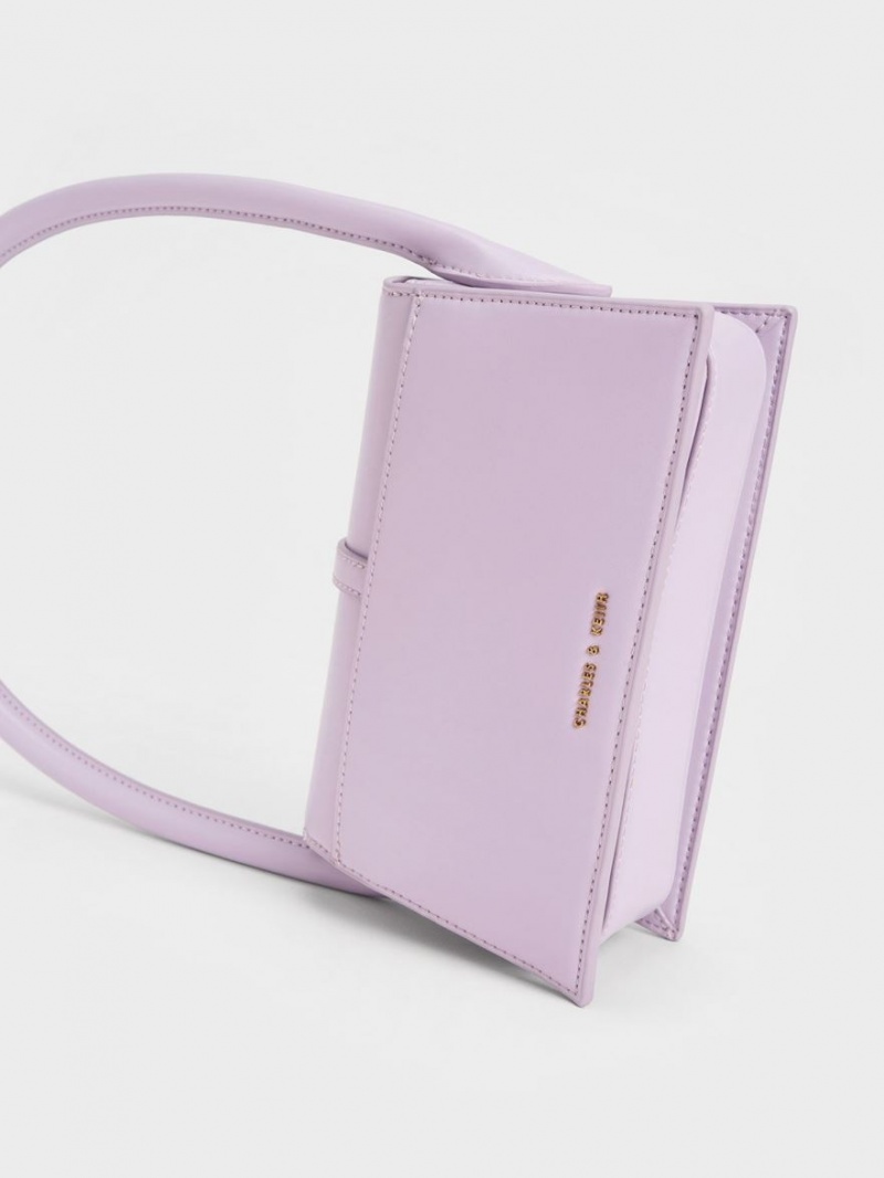 τσάντεσ tote Charles And Keith Annelise Belted Trapeze μωβ | 71962-BVFW