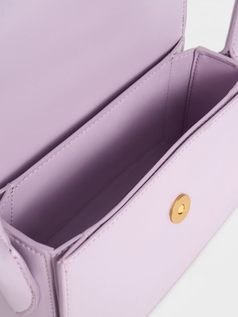 τσάντεσ tote Charles And Keith Annelise Belted Trapeze μωβ | 71962-BVFW