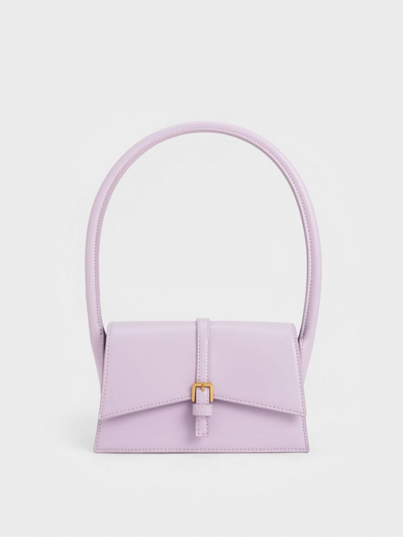 τσάντεσ tote Charles And Keith Annelise Belted Trapeze μωβ | 71962-BVFW