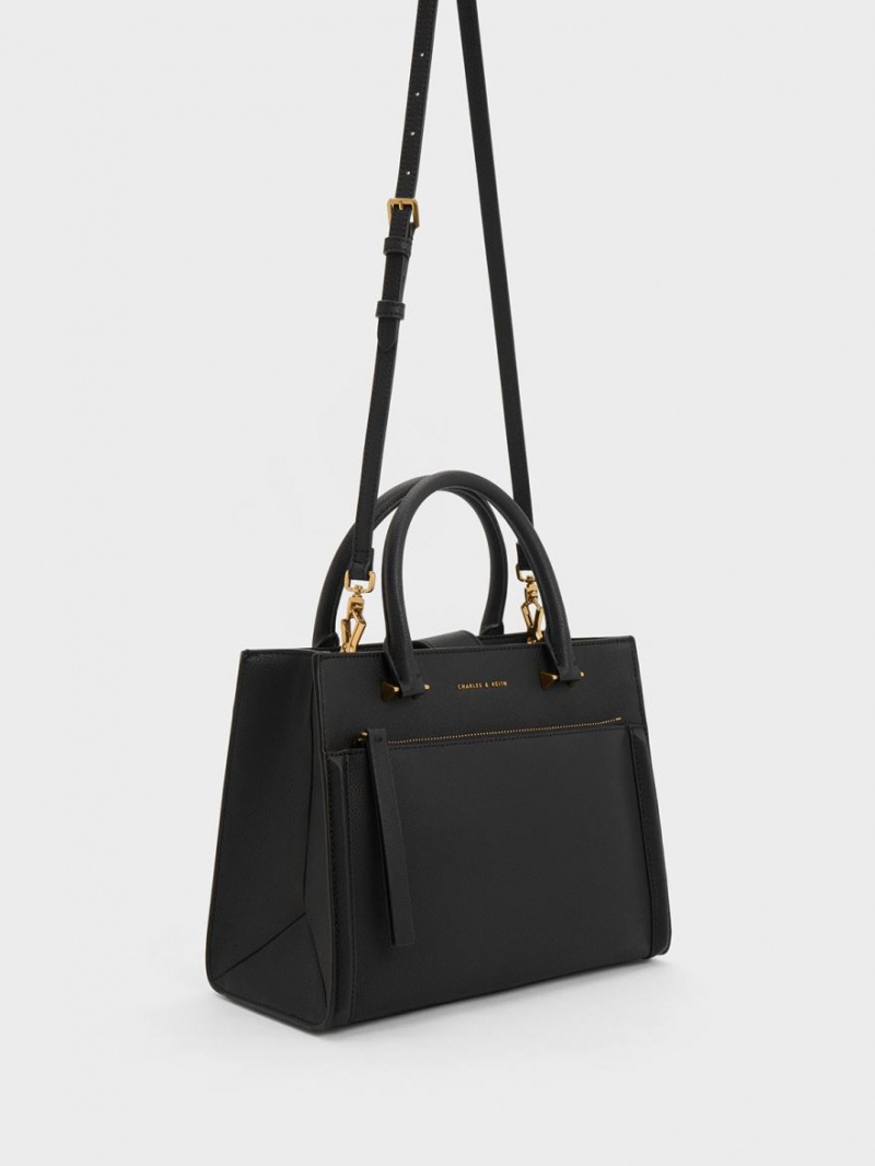 τσάντεσ tote Charles And Keith Anwen Structured μαυρα | 41903-OECQ