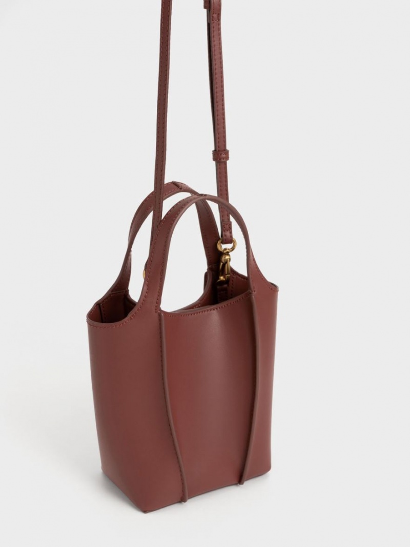 τσάντεσ tote Charles And Keith Arlys σοκολάτα | 69428-UAVW