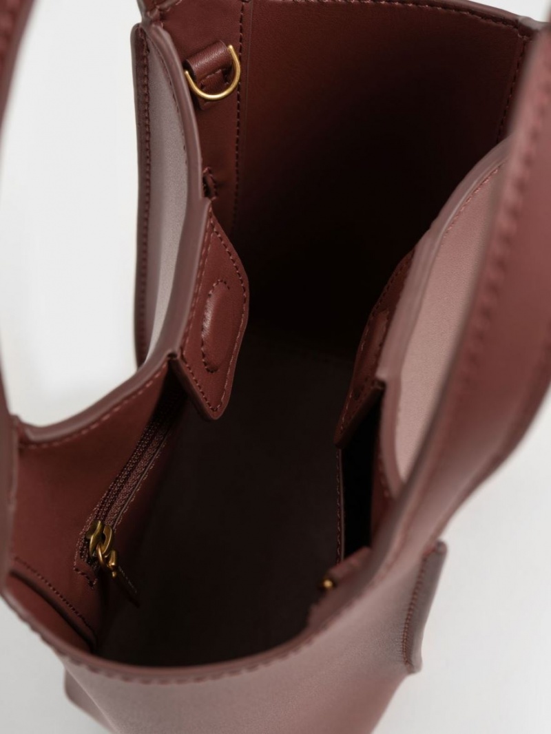 τσάντεσ tote Charles And Keith Arlys σοκολάτα | 69428-UAVW