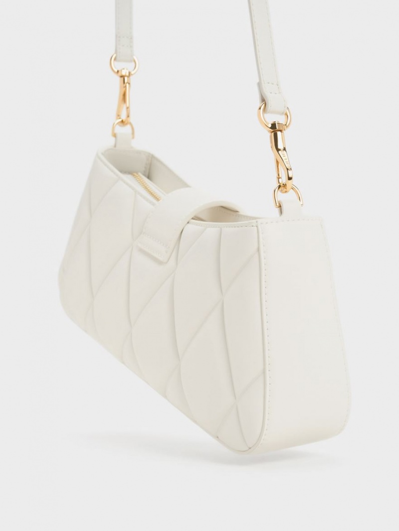 τσάντεσ tote Charles And Keith Arwen Καπιτονέ Χοντρός Chain ασπρα | 81025-PALU