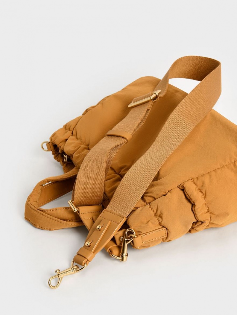 τσάντεσ tote Charles And Keith Aspen Ruched Double Handle πορτοκαλι | 79426-JNWG