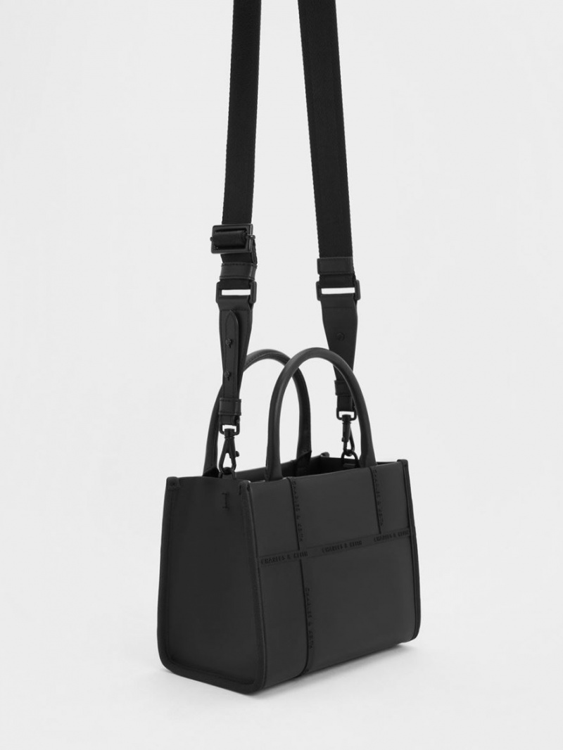τσάντεσ tote Charles And Keith Avenue Contrast-Trim μαυρα | 12843-JEIH