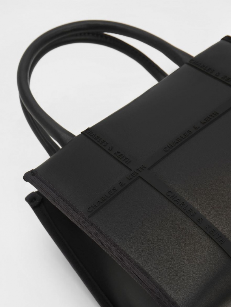 τσάντεσ tote Charles And Keith Avenue Contrast-Trim μαυρα | 12843-JEIH