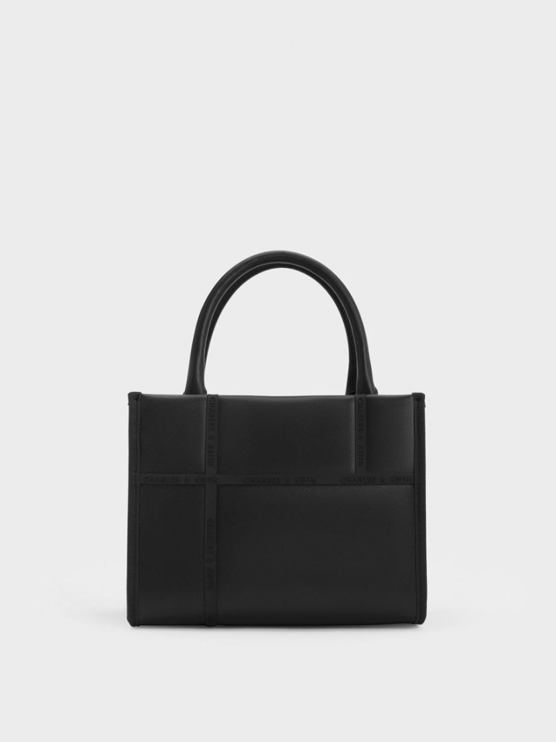 τσάντεσ tote Charles And Keith Avenue Contrast-Trim μαυρα | 12843-JEIH