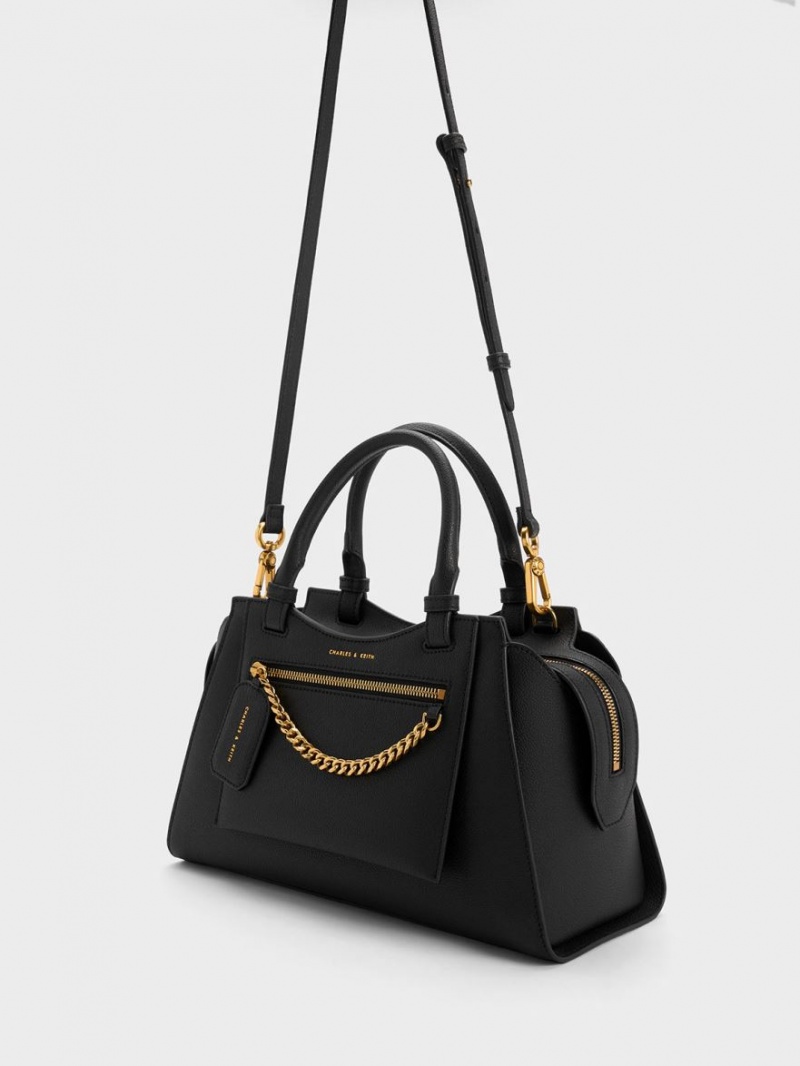 τσάντεσ tote Charles And Keith Avis Trapeze μαυρα | 53094-ISZU