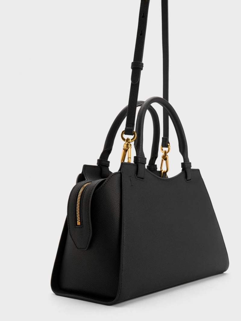 τσάντεσ tote Charles And Keith Avis Trapeze μαυρα | 53094-ISZU