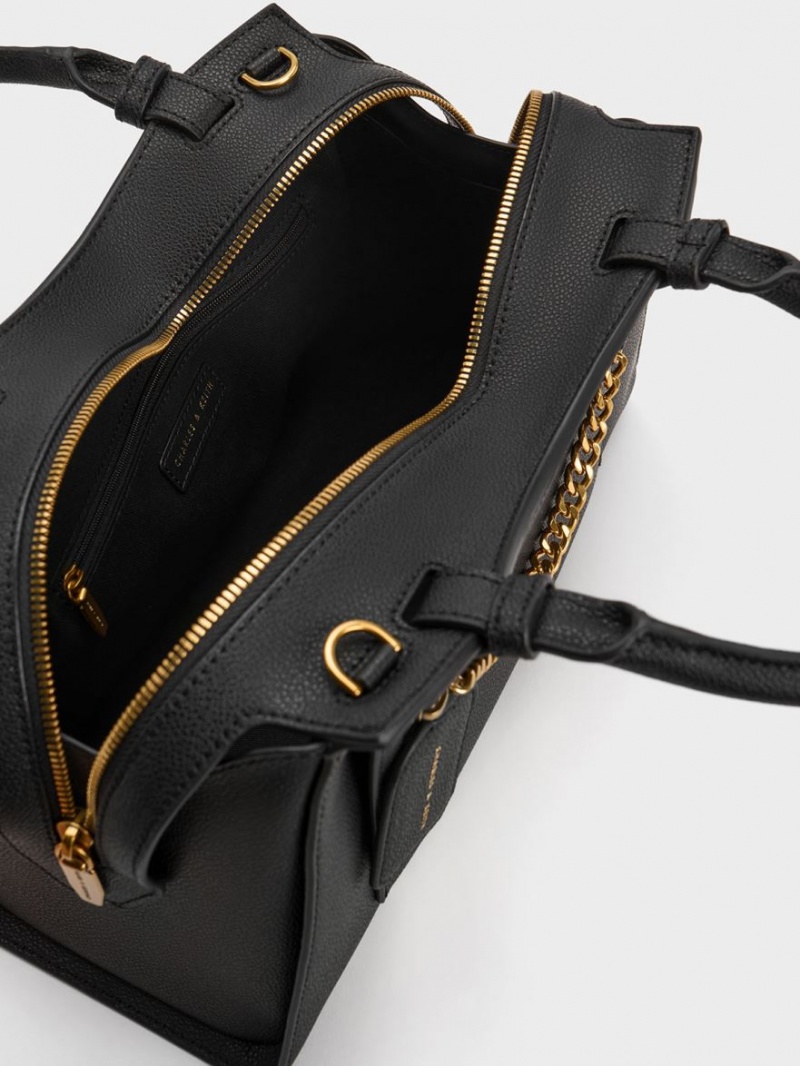 τσάντεσ tote Charles And Keith Avis Trapeze μαυρα | 53094-ISZU