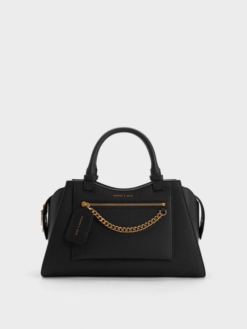 τσάντεσ tote Charles And Keith Avis Trapeze μαυρα | 53094-ISZU